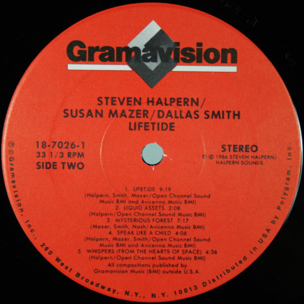 Steven Halpern, Susan Mazer, Dallas Smith (3) Featuring Kenneth Nash : Lifetide (LP, Album)