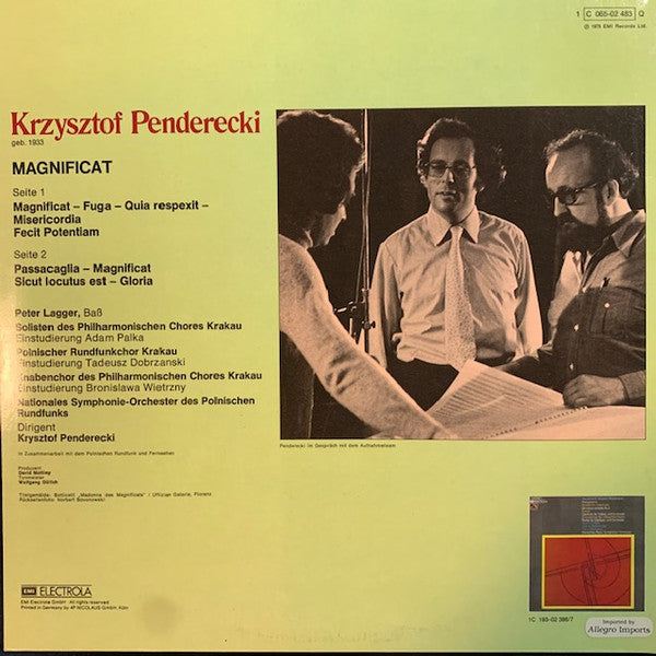 Krzysztof Penderecki - Chór Polskiego Radia, Soliści Chóru Filharmonii Im. Karola Szymanowskiego W Krakowie Und Chór Chłopięcy Filharmonii Im. Karola Szymanowskiego W Krakowie, Wielka Orkiestra Symfoniczna Polskiego Radia I Telewizji, Peter Lagger, Krzysz : Magnificat (LP, Quad)