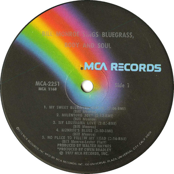 Bill Monroe : Sings Bluegrass, Body And Soul (LP, Comp, Glo)