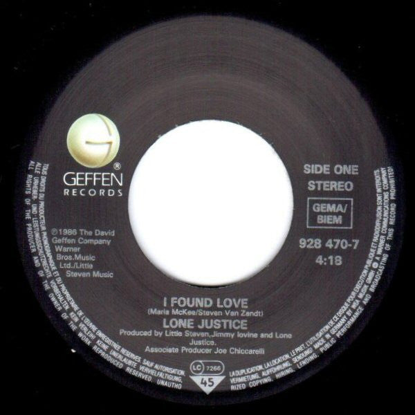 Lone Justice : I Found Love (7", Single)