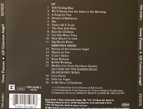 Gram Parsons : GP / Grievous Angel (CD, Comp, RP)