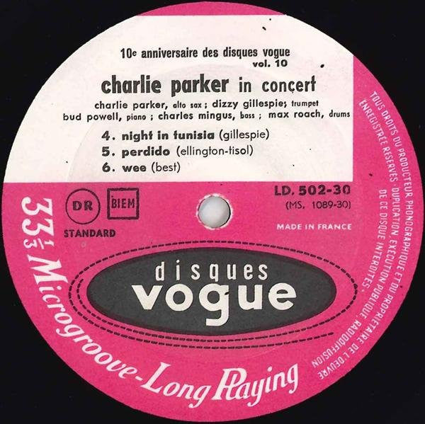 Charlie Parker : In Concert (LP, Album, Mono)