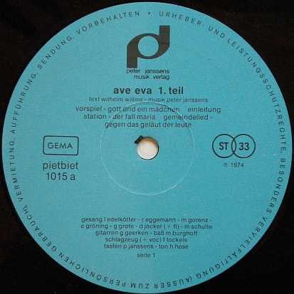 Impulse (19) & Peter Janssens Band : Ave Eva Oder Der Fall Maria (2xLP, Album)