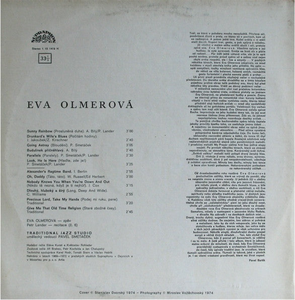 Eva Olmerová & Traditional Jazz Studio : Eva Olmerová (LP, Comp, RP)