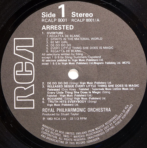 Royal Philharmonic Orchestra : Arrested - The Royal Philharmonic Orchestra & Friends Presents The Music Of The Police (LP, Album)