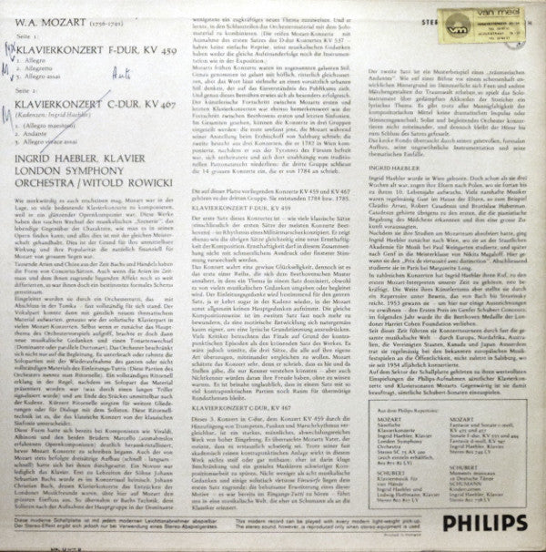 Wolfgang Amadeus Mozart – Ingrid Haebler - London Symphony Orchestra / Witold Rowicki : Klavierkonzert Nr. 19 F-Dur, KV 459 / Klavierkonzert Nr. 21 C-Dur, KV 467 (LP)