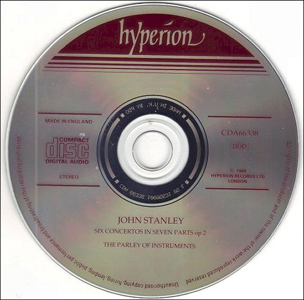 John Stanley (2) - The Parley Of Instruments • Roy Goodman : Six Concertos In Seven Parts, Op 2 (CD, Album, Emp)