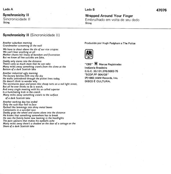 The Police : Synchronicity II (7", Single)