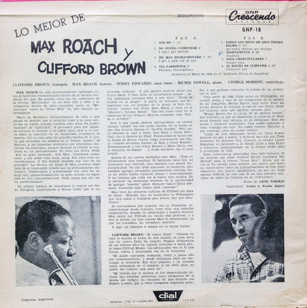 Max Roach Y Clifford Brown* : Lo Mejor De Max Roach Y Clifford Brown (LP, Album, Mono)