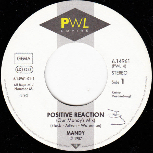 Mandy Smith : Positive Reaction (7", Single)