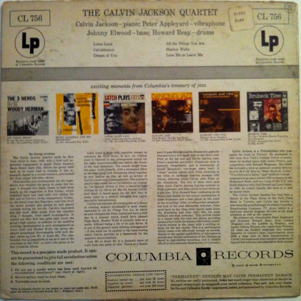 The Calvin Jackson Quartet : The Calvin Jackson Quartet (LP, Album)