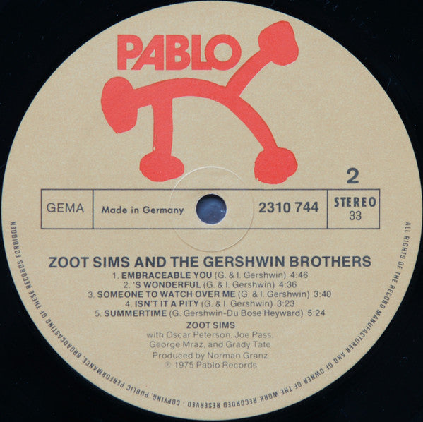 Zoot Sims : Zoot Sims And The Gershwin Brothers (LP, Album)