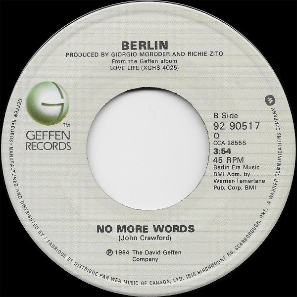 Madonna / Berlin : Crazy For You / No More Words (7", Single)