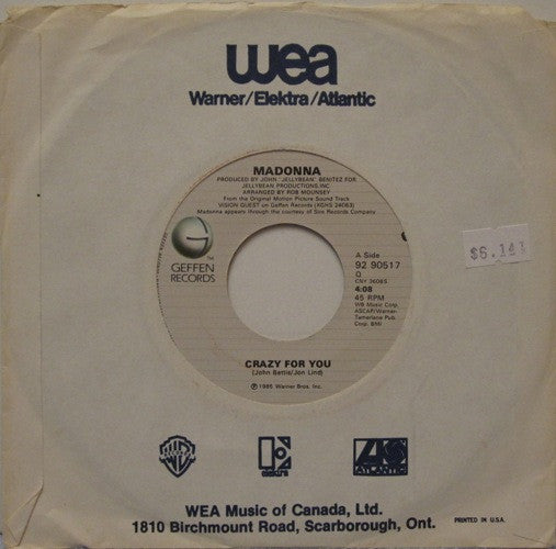 Madonna / Berlin : Crazy For You / No More Words (7", Single)