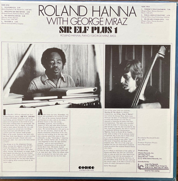 Roland Hanna With George Mraz : Sir Elf Plus 1 (LP, Album)
