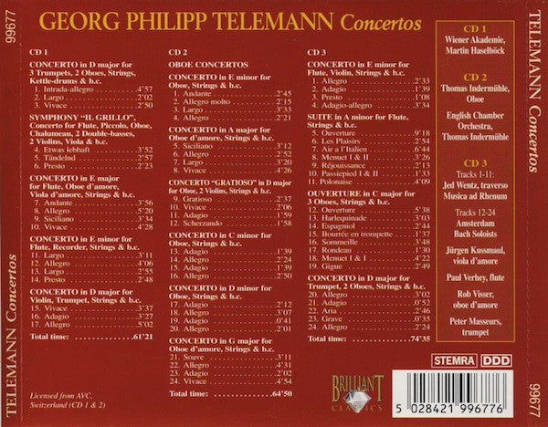 Georg Philipp Telemann : Concertos (3xCD)