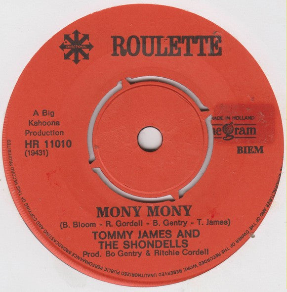 Tommy James And The Shondells* : Mony Mony (7", Single)