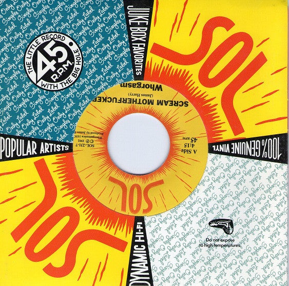 Whorgasm : Scream Motherfucker / Tell Him To Get A Bigger T.V. (7", Single, Pur)