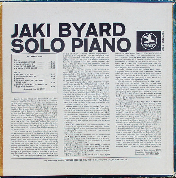 Jaki Byard : Solo Piano (LP, Album)