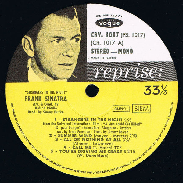 Frank Sinatra Arranged And Conducted By Nelson Riddle : Strangers In The Night (LP, Album)