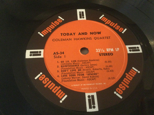 Coleman Hawkins Quartet : Today And Now (LP, Album, Gat)