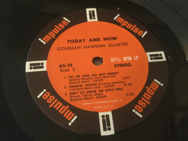 Coleman Hawkins Quartet : Today And Now (LP, Album, Gat)