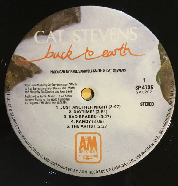 Cat Stevens : Back To Earth (LP, Album)