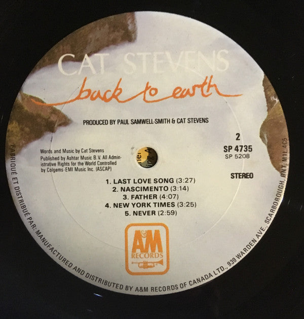Cat Stevens : Back To Earth (LP, Album)