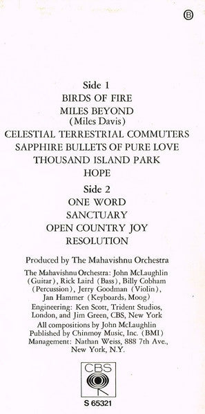 Mahavishnu Orchestra : Birds Of Fire (LP, Album)