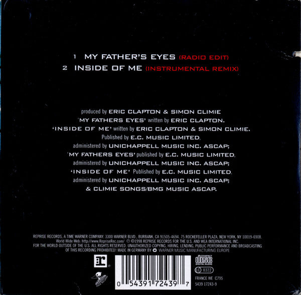 Eric Clapton : My Father's Eyes (CD, Single)