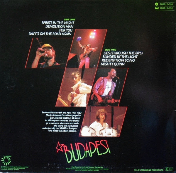 Manfred Mann's Earth Band : Budapest (Live) (LP, Album)