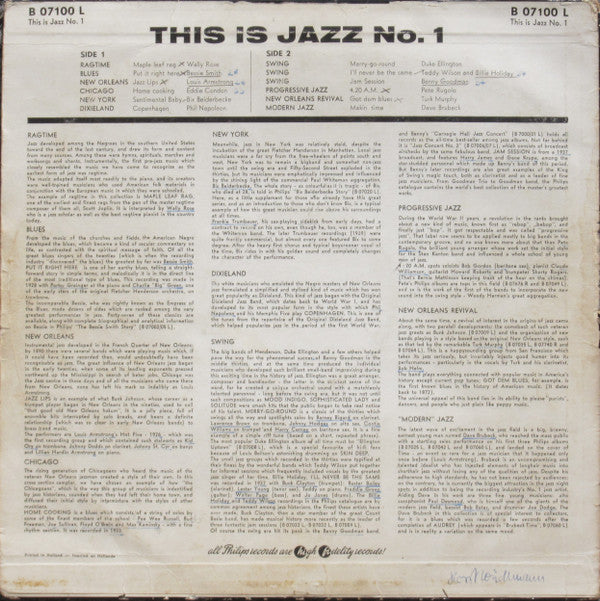 Various : This Is Jazz No. 1 (LP, Comp)