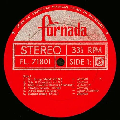 Orkes Krontjong Mustika PP. Lulus Sedianto : Solo Diwaktu Malam (LP)