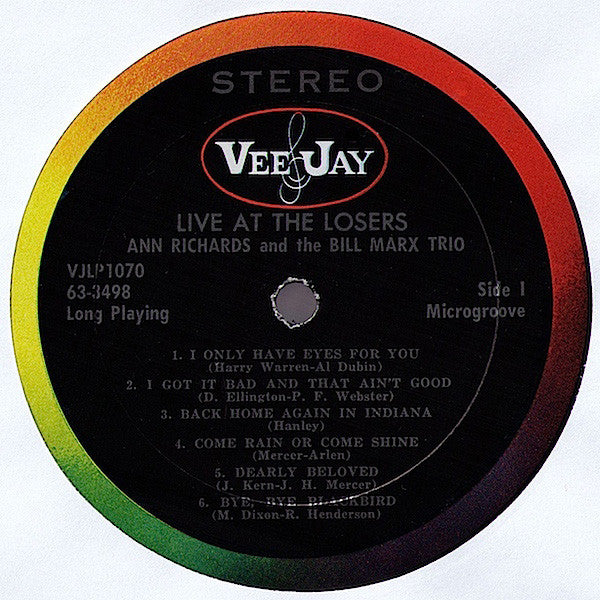 Ann Richards And The Bill Marx Trio : Live At The Losers (LP, Album)