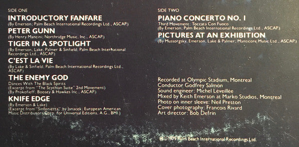 Emerson Lake & Palmer* : In Concert (LP, Album)