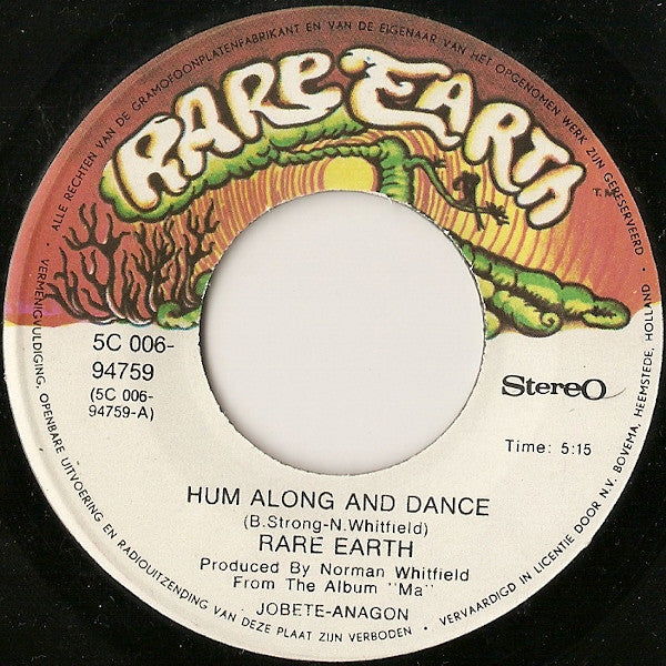 Rare Earth : Hum Along And Dance (7", Single)