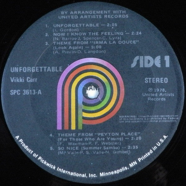Vikki Carr : Unforgettable (LP, Comp)