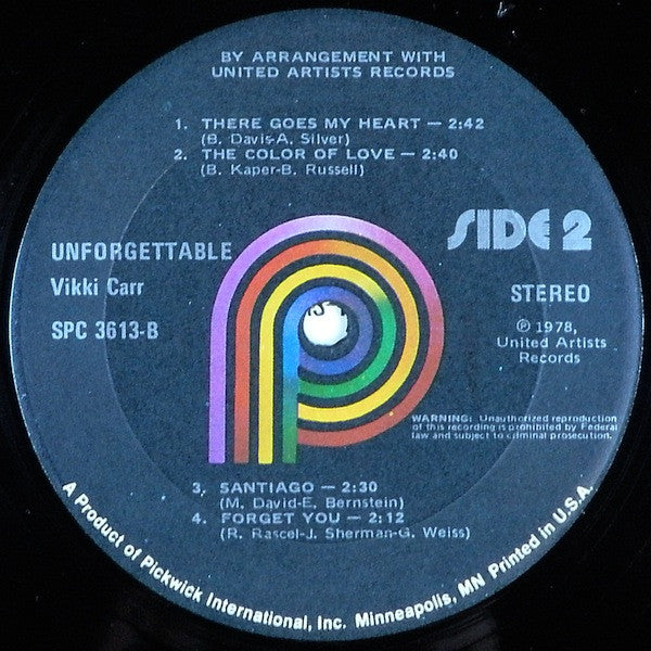 Vikki Carr : Unforgettable (LP, Comp)