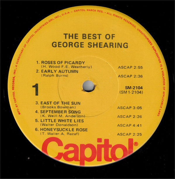 George Shearing : The Best Of George Shearing (LP, Comp, RE)