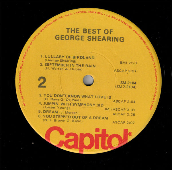 George Shearing : The Best Of George Shearing (LP, Comp, RE)