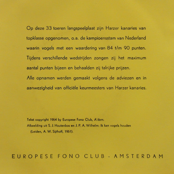 No Artist : Het Lied Van De Harzer Kanarie (7", EP, Mono)