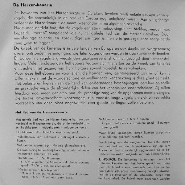 No Artist : Het Lied Van De Harzer Kanarie (7", EP, Mono)