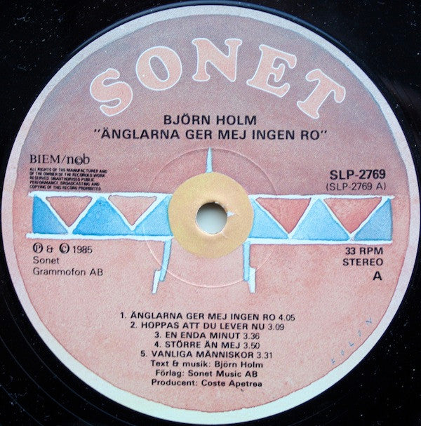 Björn Holm : Änglarna Ger Mej Ingen Ro (LP, Album)