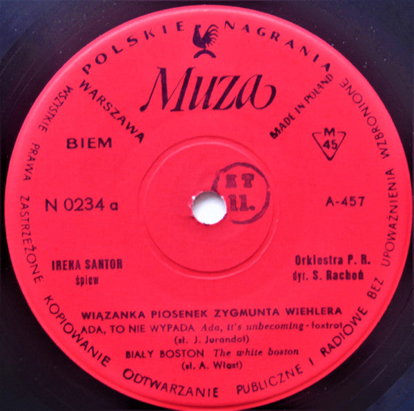 Irena Santor : Wiązanka Piosenek Zygmunta Wiehlera (7", EP, Mono)