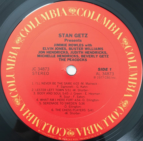 Stan Getz Presents Jimmy Rowles : The Peacocks (LP, Album)