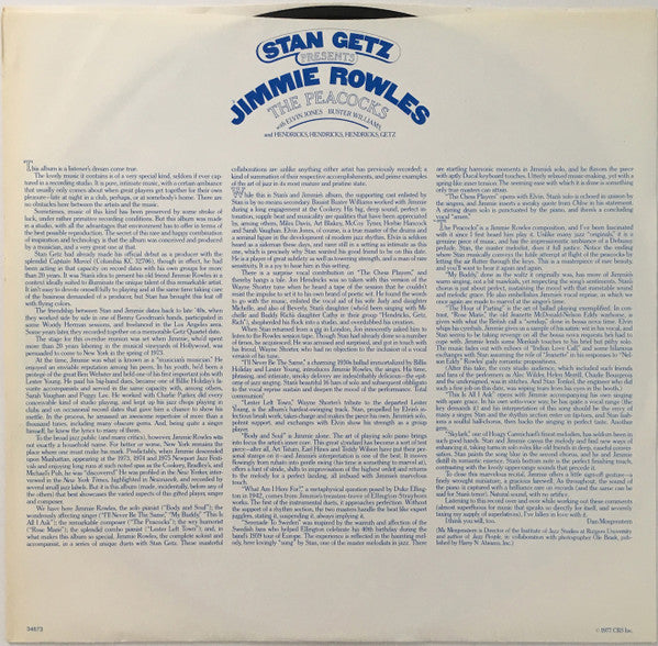 Stan Getz Presents Jimmy Rowles : The Peacocks (LP, Album)