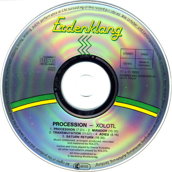 Bernard Xolotl With Daniel Kobialka : Procession (CD, Album, RE)