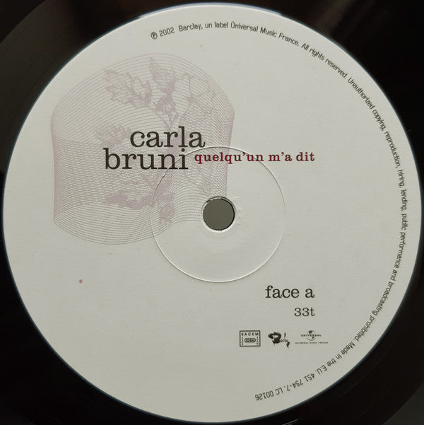 Carla Bruni : Quelqu'un M'a Dit (LP, Album, RE)