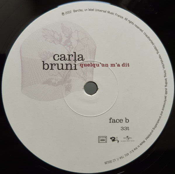 Carla Bruni : Quelqu'un M'a Dit (LP, Album, RE)