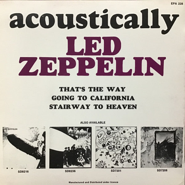 Led Zeppelin : Acoustically (7", EP, RE)